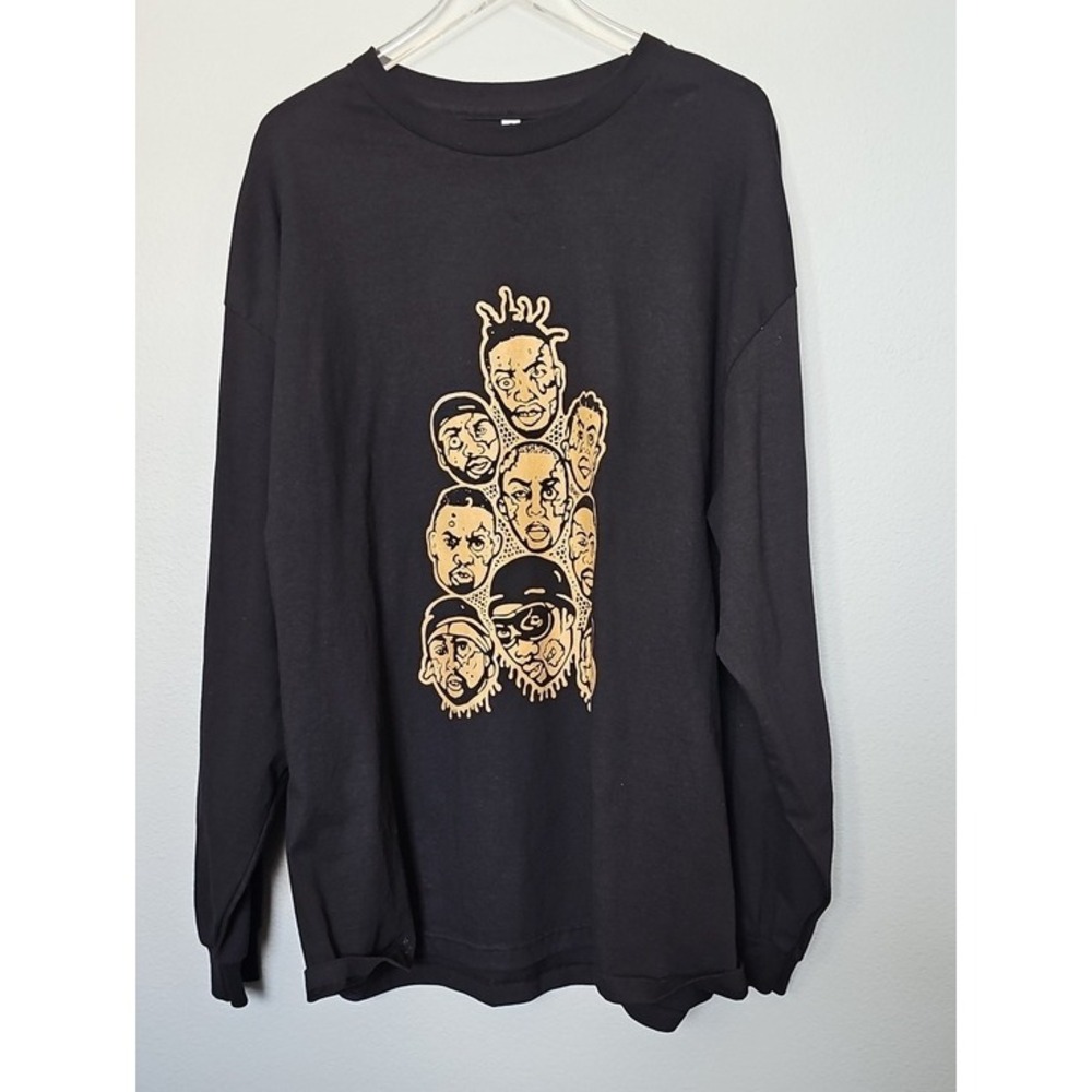 Alstyle Wu-Tang Clan Graphic Long Sleeve Tee Streetwear Black Gold 2XL